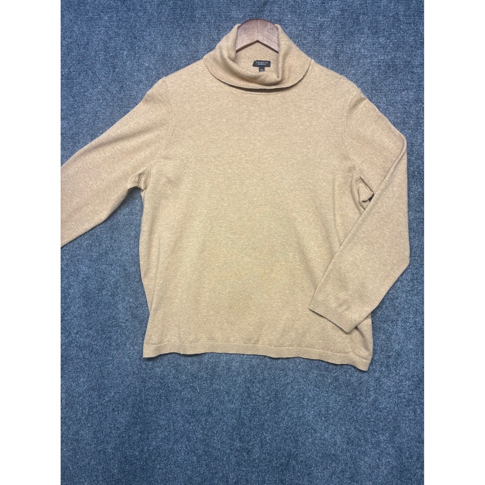Talbots Oatmeal Beige Fine Knit Turtleneck Sweater 2Xp Quiet Luxury Clean Girl
